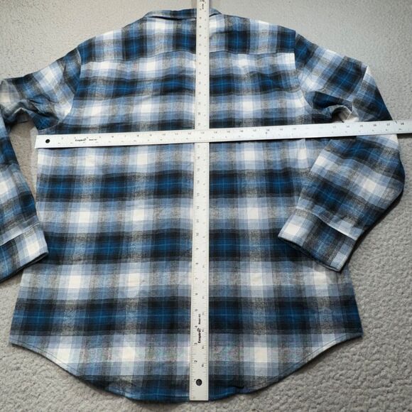 Pendleton Shirt Men Medium Blue Plaid Pocket Button Front Mason Work‎ Hike Gorp - Picture 8 of 13